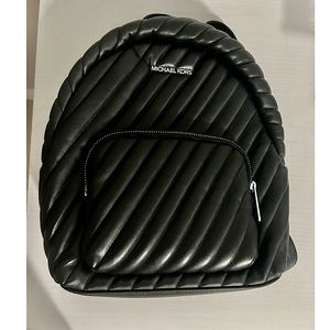 Michael Kors black leather quilted backpack